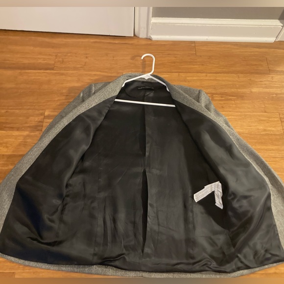 Zara Woman XL dark gray, herringbone, rouched sleeve jacket. - Picture 6 of 11